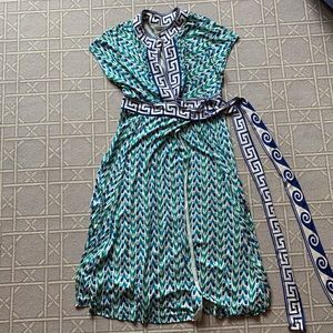 DVF Silk Ikat Wrap Dress with Greek Key Detail